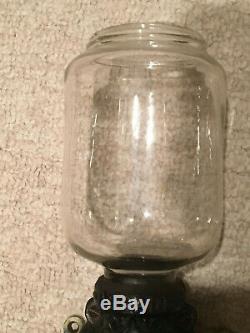 Antique Wall Mount Arcade Crystal Coffee Grinder with Catch Glass