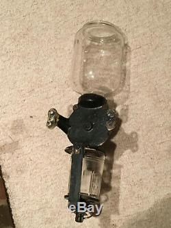 Antique Wall Mount Arcade Crystal Coffee Grinder with Catch Glass