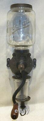 Antique Wall Mount Arcade Crystal No 3 Cast Iron Coffee Grinder Excellent Orig