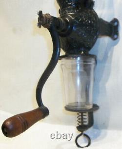 Antique Wall Mount Arcade Crystal No 3 Cast Iron Coffee Grinder Excellent Orig