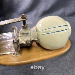 Antique Wall Mount Crock/Glass Cast Iron Coffee Grinder German Dutch