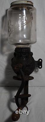 Antique Wall Mount Crystal Arcade Coffee MILL Great Condition