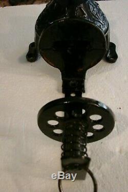 Antique Wall Mounted Arcade Crystal No. 3 Cast Iron Coffee Grinder Mill