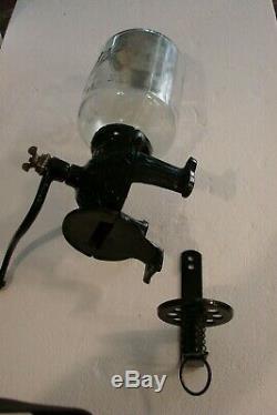 Antique Wall Mounted Arcade Crystal No. 3 Cast Iron Coffee Grinder Mill