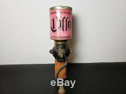 Antique Wall Mounted Coffee Grinder Shabby Chic Hand Crank Kitchen Tin Cannister