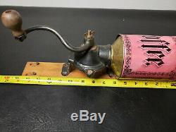 Antique Wall Mounted Coffee Grinder Shabby Chic Hand Crank Kitchen Tin Cannister