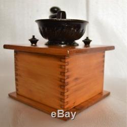 Antique Wood And Iron Coffee Grinder. Excellent