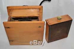 Antique Wood And Iron Coffee Grinder. Excellent