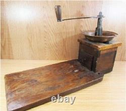 Antique Wood Big Coffee Grinder MILL Written Dated Decorative Cafe Home Gift