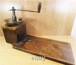 Antique Wood Big Coffee Grinder MILL Written Dated Decorative Cafe Home Gift