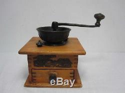 Antique Wood Cast Iron Thomas Parker Meriden Conn. Coffee Grinder