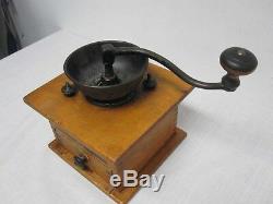 Antique Wood Cast Iron Thomas Parker Meriden Conn. Coffee Grinder