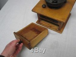 Antique Wood Cast Iron Thomas Parker Meriden Conn. Coffee Grinder