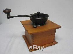 Antique Wood Cast Iron Thomas Parker Meriden Conn. Coffee Grinder