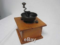 Antique Wood Cast Iron Thomas Parker Meriden Conn. Coffee Grinder