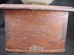 Antique Wood Coffee Grinder Dovetail Case Walnut Cutout Base