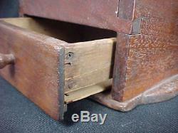 Antique Wood Coffee Grinder Dovetail Case Walnut Cutout Base