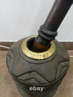 Antique Wood Mahbash Inlaid Brass Grinder Handmade Beetle Bedouin Arabic Ethnic
