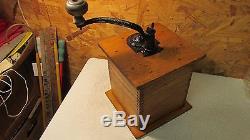 Antique Wood Table Top Coffee Grinder Mill Restored