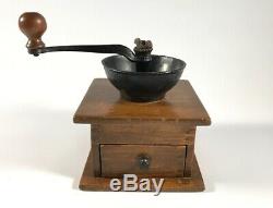 Antique Wood and Cast Iron Manuel Coffee Grinder