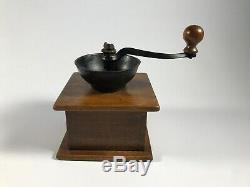 Antique Wood and Cast Iron Manuel Coffee Grinder