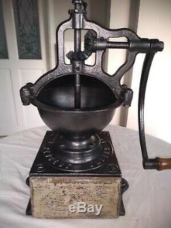 Antique c1900s French Cast Iron Peugeot Freres Coffee Grinder shop size A2