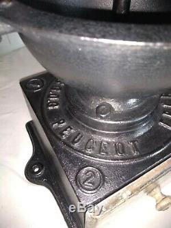 Antique c1900s French Cast Iron Peugeot Freres Coffee Grinder shop size A2