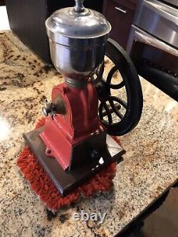 Antique cast iron Single Wheel MANUAL coffee grinder RED/ORANG VINTAGE Rare