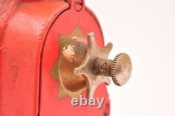 Antique cast iron Single Wheel MANUAL coffee grinder VTG RED Beautiful 12.25