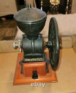 Antique cast iron Single Wheel MANUAL coffee grinder vintage Black Beautiful