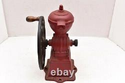 Antique cast iron Single Wheel coffee grinder vintage RED Beautiful
