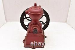 Antique cast iron Single Wheel coffee grinder vintage RED Beautiful