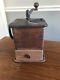 Antique coffee mill grinder wood cast iron country primitive 19th c