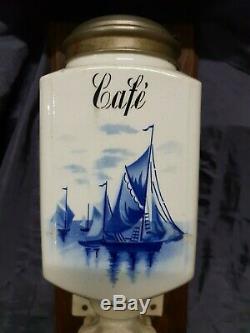 Antique delft blue Wall mounted coffee (café) grinder ca. 1920s