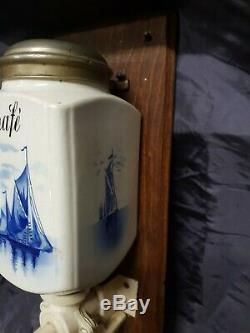 Antique delft blue Wall mounted coffee (café) grinder ca. 1920s