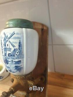 Antique dutch blue wall mounted small model Coffee Grinder ca. 1920-1930