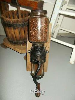 Antique early 1900's BRIGHTON PREMIRE COFFEE GRINDER wall mount works