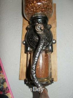 Antique early 1900's BRIGHTON PREMIRE COFFEE GRINDER wall mount works