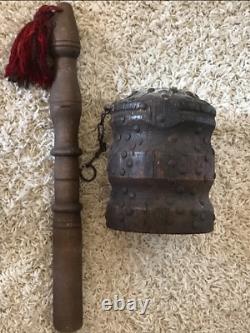 Antique handma Arabic Bedouin tribal ethnic pistacia wood coffe grinder mehbash