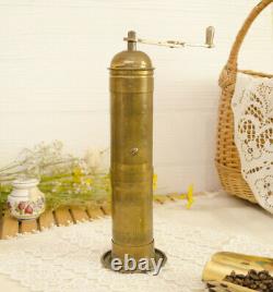 Antique manual Brass Coffee Grinder Mill Germany Hand Held C August Lehnartz