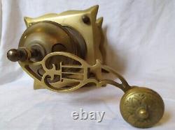 Antique rare heavy brass coffee grinder mill with angel figurines