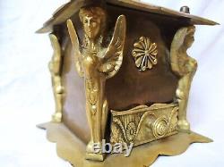 Antique rare heavy brass coffee grinder mill with angel figurines