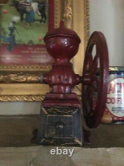 Antique/vintage Nacional Coffee Grinder Cast Iron Red All Original Parts