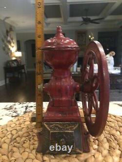 Antique/vintage Nacional Coffee Grinder Cast Iron Red All Original Parts