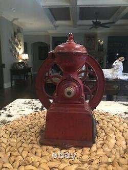 Antique/vintage Nacional Coffee Grinder Cast Iron Red All Original Parts