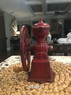 Antique/vintage Nacional Coffee Grinder Cast Iron Red All Original Parts