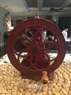 Antique/vintage Nacional Coffee Grinder Cast Iron Red All Original Parts