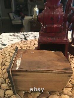 Antique/vintage Nacional Coffee Grinder Cast Iron Red All Original Parts