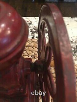 Antique/vintage Nacional Coffee Grinder Cast Iron Red All Original Parts