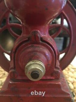 Antique/vintage Nacional Coffee Grinder Cast Iron Red All Original Parts